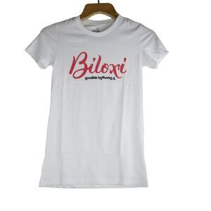 Marky G Apparrel Biloxi T-Shirt Women's Size Medium White Short Sleeve